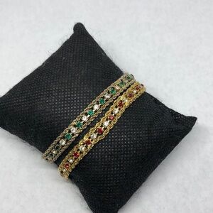 Bundle lot 2 vintage costume tennis style bracelets elegant gemstone look.